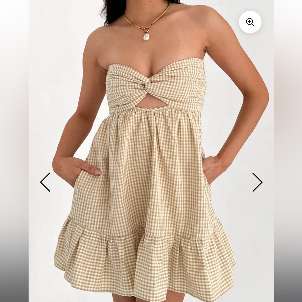 Gingham Strapless Dress